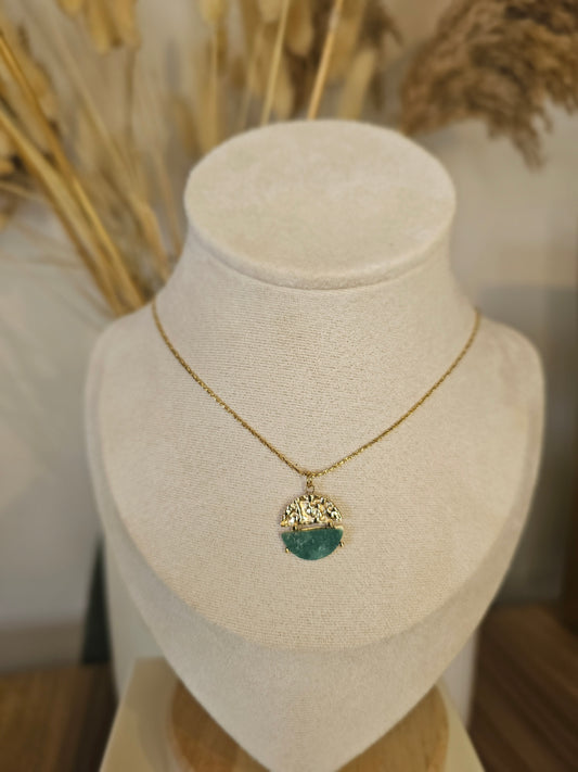 Collier Maë - Pierre naturelle Agathe vert