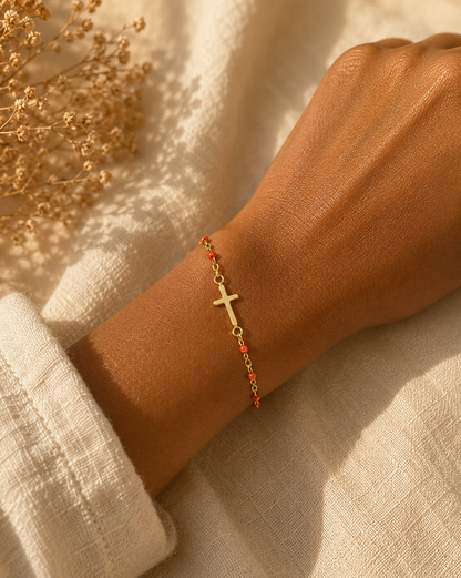 Bracelet Croix - Rouge