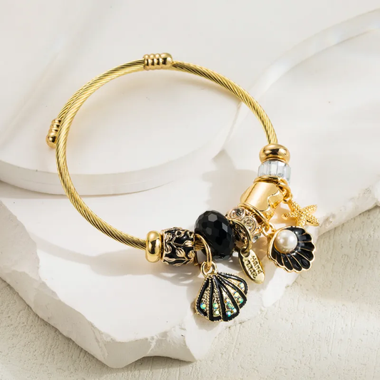 Bracelet charm's Coquille & black