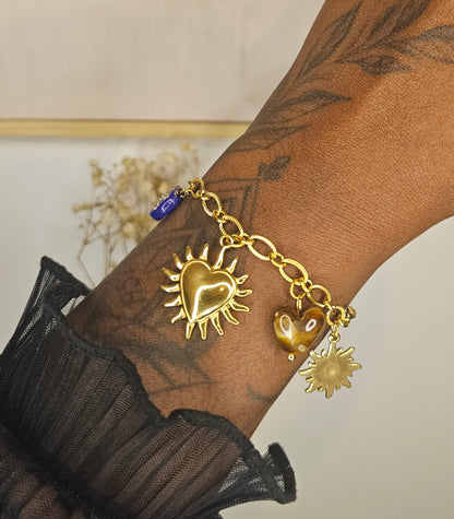 Bracelet à breloque Floral et cœur
