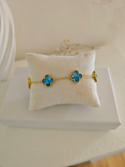 Bracelet trèfle bleu clair