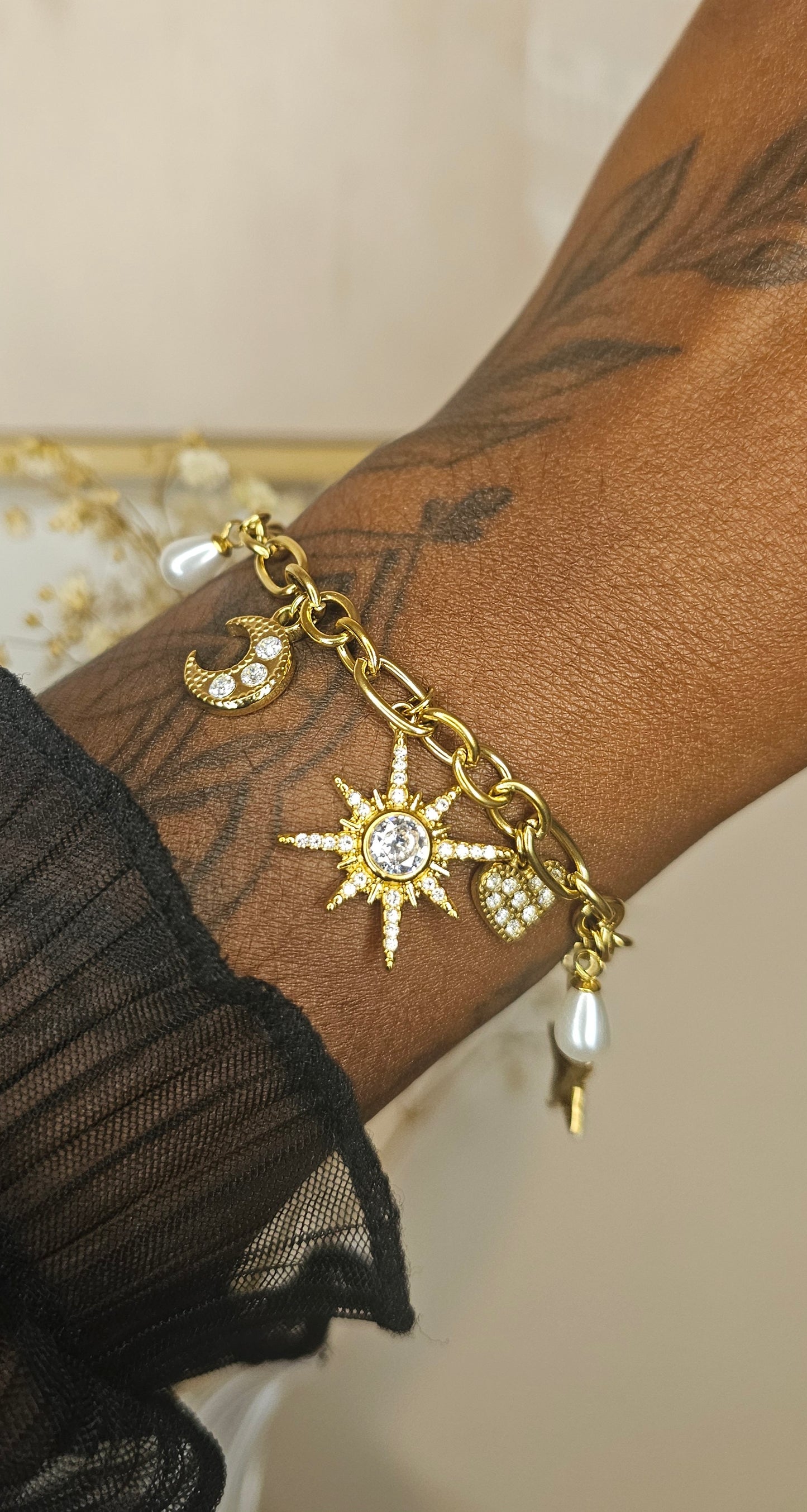 Bracelet à breloque Astre et Coeur