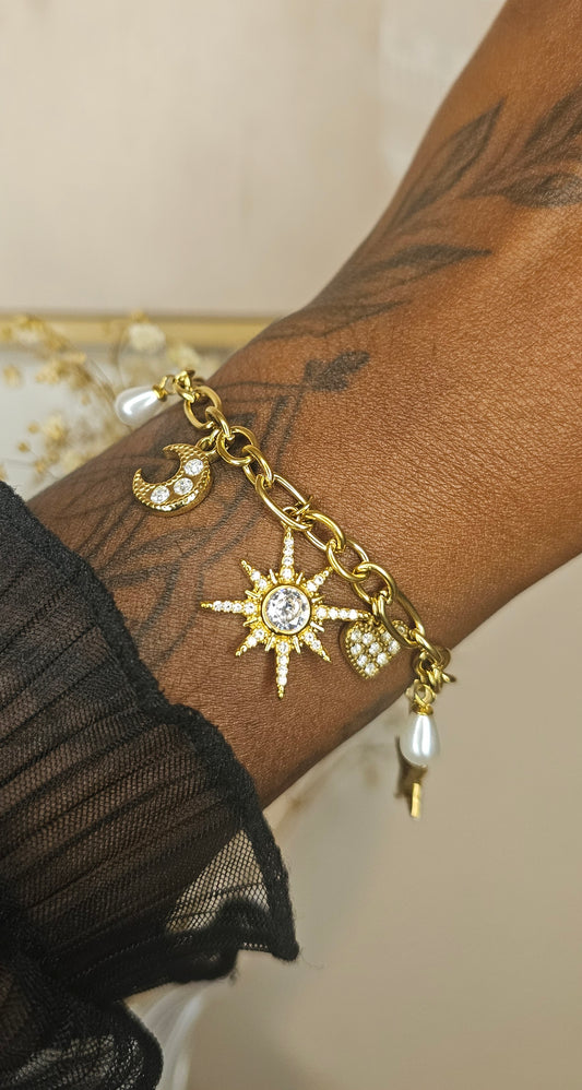 Bracelet à breloque Astre et Coeur
