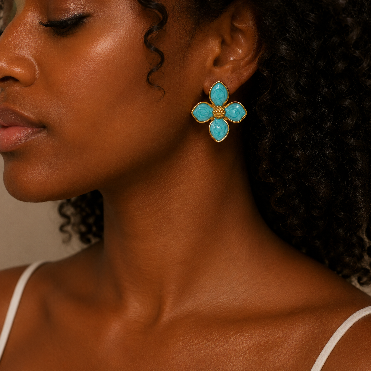 Boucles d'oreilles Flora Bleu