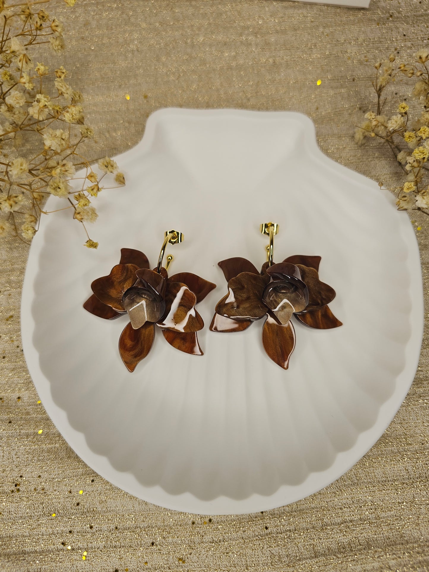 Boucles d'oreilles Orchidée d'ambre