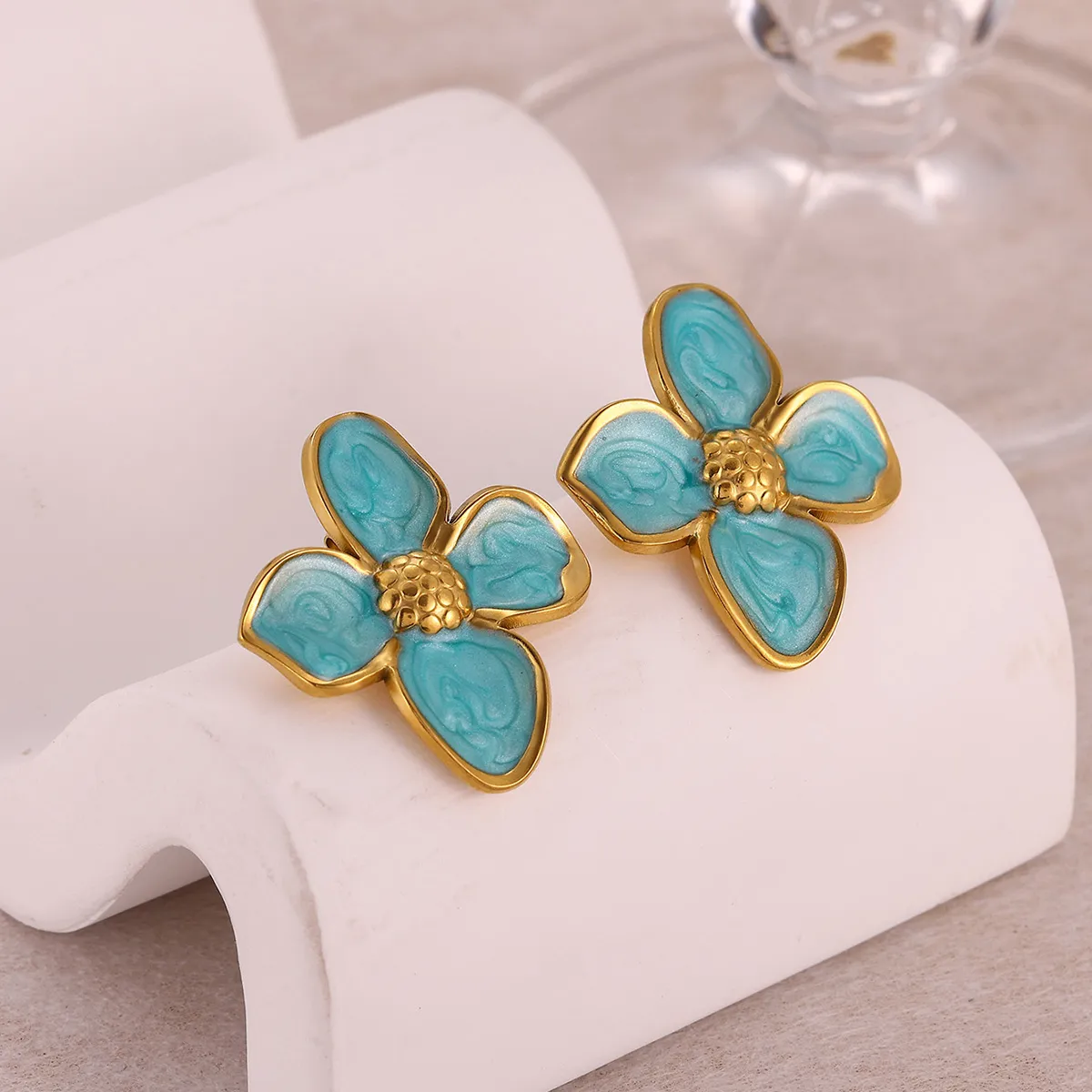 Boucles d'oreilles Flora Bleu