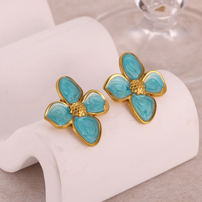 Boucles d'oreilles Flora Bleu