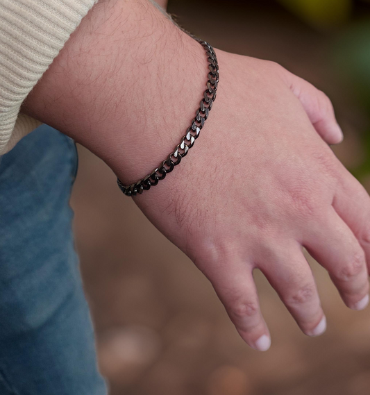 Bracelet homme maillon noir chromé