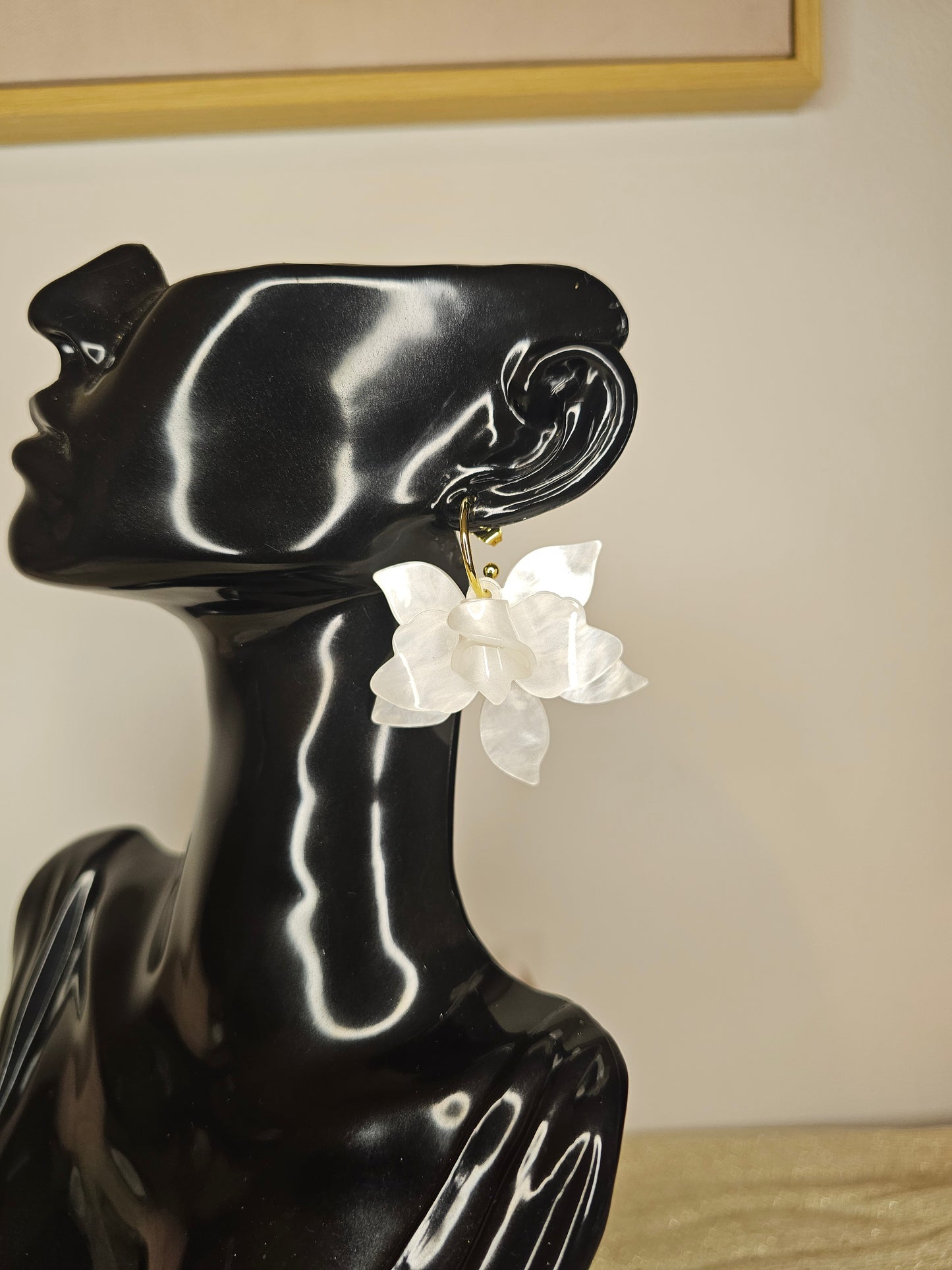Boucles d'oreilles Orchidée blanche