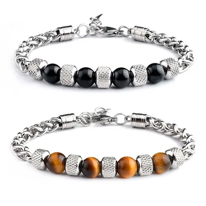 Bracelet homme argenté - Agate