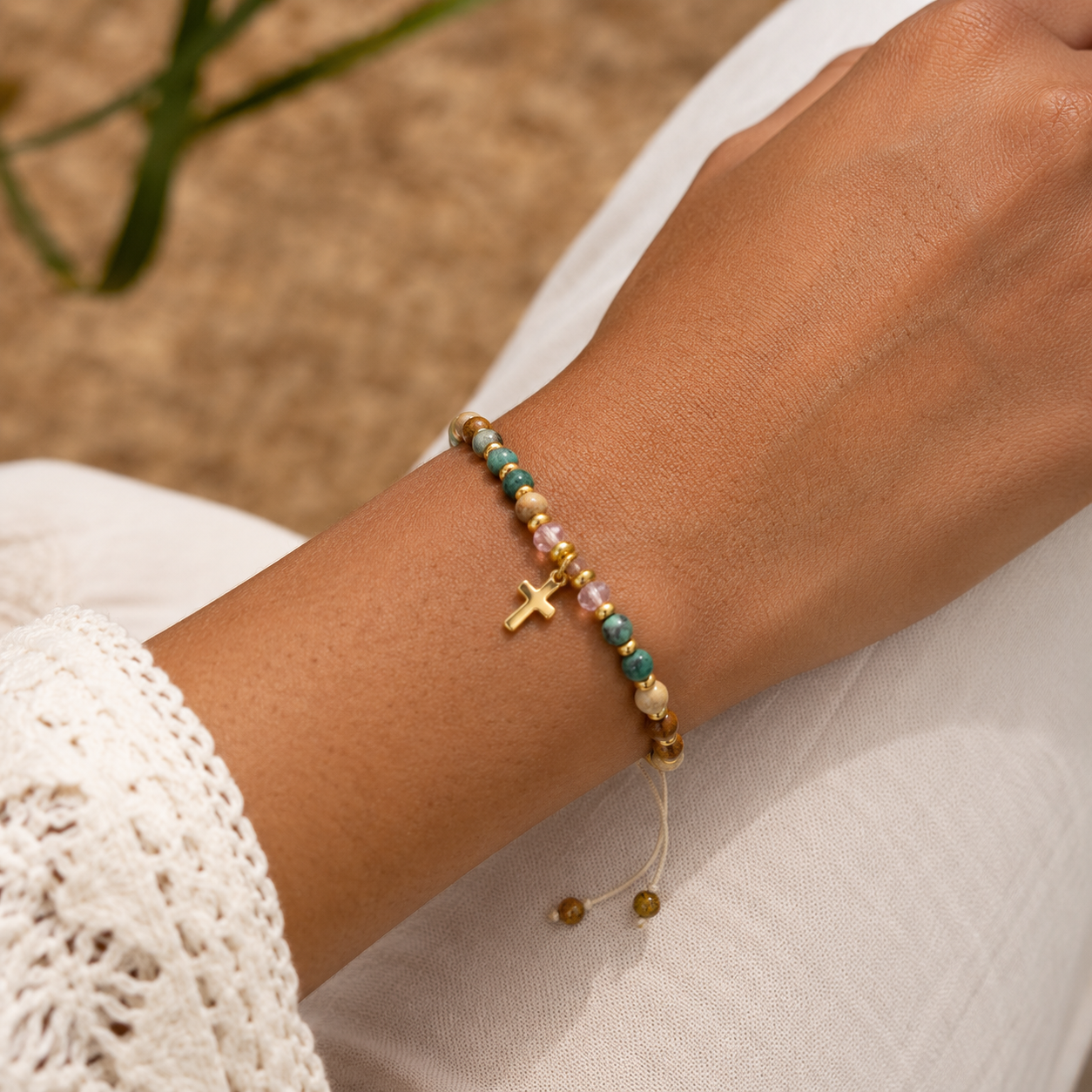 Bracelet cordon croix