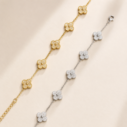 Bracelet trèfle doré & strass