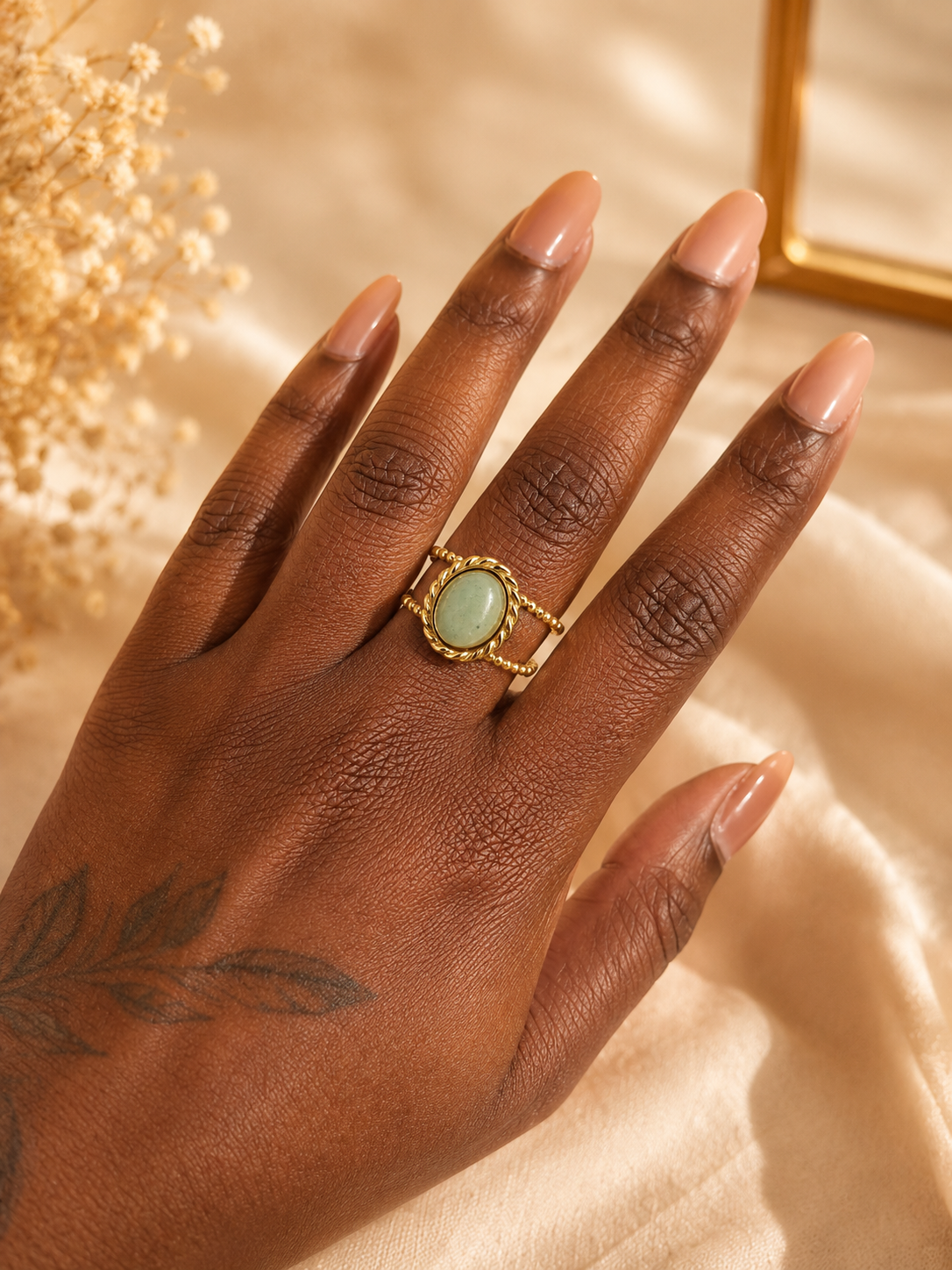 Bague Linéa - Pierre naturelle et plaqué or