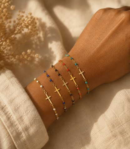 Bracelet Croix - Blanc