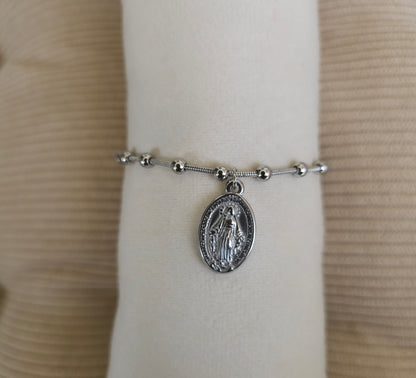 Bracelet médaille Vierge Miraculeuse - Argenté
